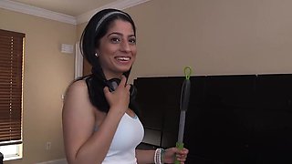 Guy pays extra money to his maid to fuck her
