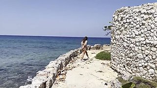 Monika Fox Fucks Her Holes With A Giant Dildo At Ruins By The Atlantic Ocean