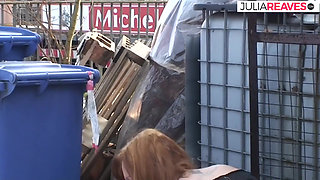 Horny bitch moans hard as she gets fucked out in the outdoor