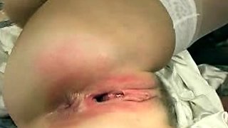 Blonde pussy fucked in close up in outdoor group sex