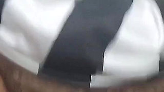 Chubby Brunette Girl in Miniskirt Rides Pink Dildo - Hairy Pussy