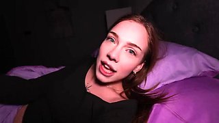 Step Sister Lets Me Stay In Her Bed - Petite Brunette Squirts From Doggystyle Creampie