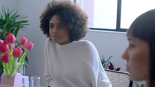 Hot Lesbian Brunch: Rina Ellis and Luna Corazon Lick Pussy and Cum