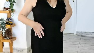 Hot Busty Granny in Sexy Black Dress