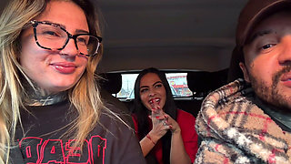 The Brazilian Gas Station Attendant Accepted to Be a Porn Actress and Showed Her Breasts in the Moving Car