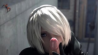 Cool 3D Animation Compilation of 2B with Smooth Cunt