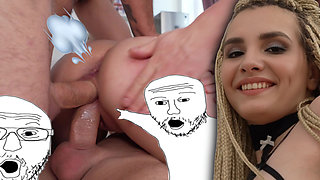 Double Pussy! Pissed off Fat Ass Teen and Fucked Hard