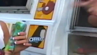 Sweet blonde teen fucked and facialized hard in the truck