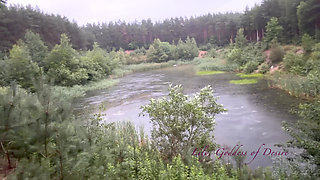 Teen Shows Tits and Asshole During a Storm in the Forest