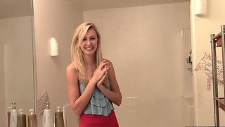 Skinny chick Alexa Grace has to suck a cock before riding it