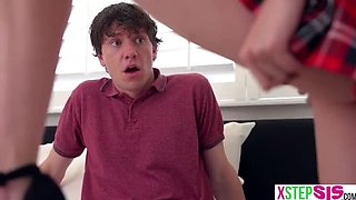 Petite teen stepsister Kyler Quinn craves stepbro's huge cock