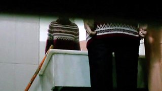 Kneeling toilet pissing asian girl voyeur video