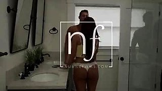 Small titted brunette teen fingering on the bed