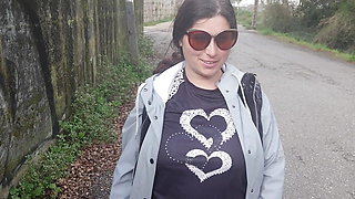 Curvy Girl Flashes her Huge Tits on the Street for her Fan. You should be next!
