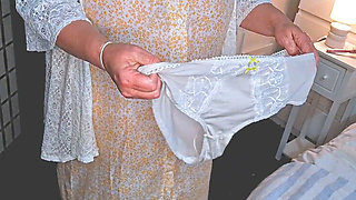 Granny Creams Her Hairy Bush While Thinking Of Your Cock - BBW MILF With Big Tits