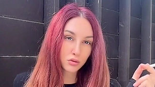 Smoking Outdoor Along Hair Fetish and Boobs Flash