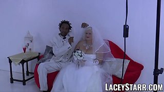 Laceystarr - granny bride fed with sperm after big black cock banging