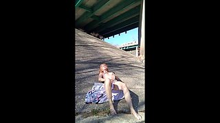 Ruby Masterbates Under Bridge On Side Of Interstate