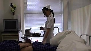 Asian nurse gives her favorite patient everything he wants