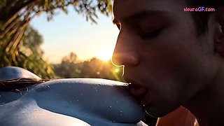 Avatar babes swallows monster cock deep in Pandora jungle