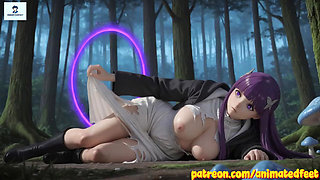 animated Fern Frieren anal footjob blowjob titjob
