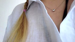Amateur striptease and Solo masturbation