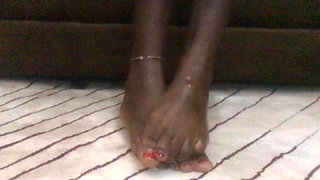 African Ebony Feet Fetish Petite Oiled Teen 18 Sitting