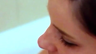 Horny lesbian teen brought to orgasm by step sister in the bathtub