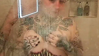 Shower Sex Against the Big Steamy Glass Panel