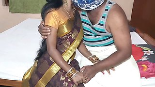 Young wife banging in new brown saree