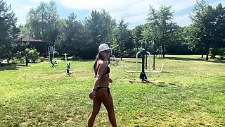 BEAUTIFUL BRUNETTE AND HOT BLONDE HAVE AWESOME PUBLIC FUCK