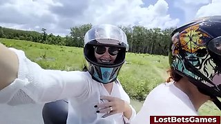 Brunette Teen Kelly Loses Strip Cup Ball Game Outdoor - Flashing Tits & Upskirt