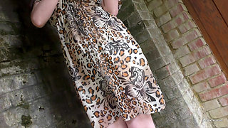 Bethany Lifts Her Skirt in Public and Shows Her Natural Ginger Pubic Hair