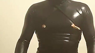 Golden Shower Fetish - Mature Domme Drenches Latex Slave