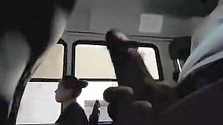 Fatty amateur on bus pretends not to see my cock