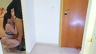 Wife Fucks The Delivery Man While The Husband Watches. Cuckold Fucks After