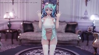 MikuMotion's 3D Hatsune Miku (g)i-Dle Queen Striptease - Busty Jiggle in Tight Uniform