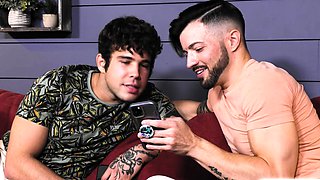 Two gay friends fuck their straight buddy