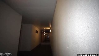 French MILF maid with perfect ass caught masturbating, gets anal fucked by a hotel guest