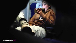 Hidden masturbation in a public train