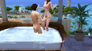 Couple on vacation take the opportunity to fuck in the hydro. The Sims