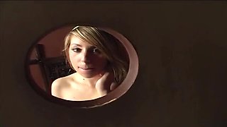 Petite Brunette Allyssa Hall Sucks Big Dick at Glory Hole