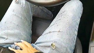 Horny Blonde MILF Step Mommy Fucked Hard in Car on Way to Work - Public Outdoor Sex