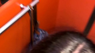 Risky Anal Sex In Elevator After Night Party - Almost Got
