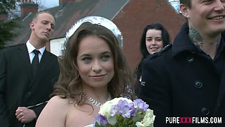 Horny bride Olga Cabaeva gets brutally fucked doggy after the ceremony