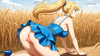 Naked Nymph in Wheat ( AI Generated) Masturbation & Fuck